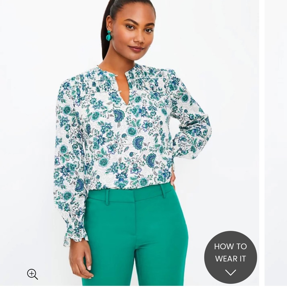 Loft floral Shirred blouse